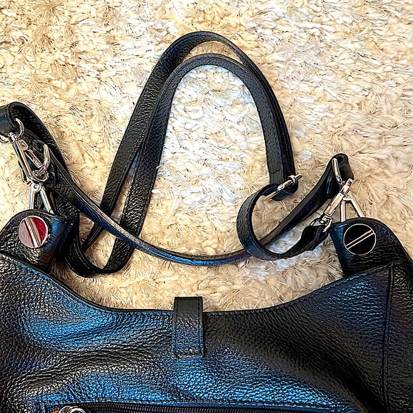 Neiman Marcus Black Pebble Leather Shoulder Handbag - Picture 10 of 11